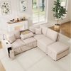 Odikalo Ecksofa Schlafsofa Schlafcouch mit Schlaffunktion, L-Form, mit Stauraum‑Hocker, klappbarem Couchtisch, USB‑ und Type‑C‑Anschluss, Leselicht und 2 Kissen Bild 3
