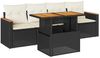 vidaXL 5tlg. Garten-Sofagarnitur mit Kissen Schwarz Poly Rattan Akazie 3327430 Bild 2