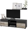 Wohnwand Berno Schwarz/Sandeiche 2 Teile Vicco Bild 5