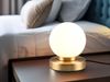 Reality Leuchten LED Nachttischlampe wechselbar / dimmbar, Glas / Metall weiß / Messing, Durchmesser 12 cm Bild 5