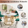 Esstisch sechseckig 115,5x100x75cm, moderner MDF Tisch mit Marmoroptik, Design Tisch mit goldenem Metallgestell Bild 3