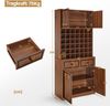 BarberPub Handtuchschrank mit 2 Schubladen, 42 Offenen Fächern & 4 Schränken, Badezimmerschrank Braun, Hochschrank Aufbewahrungsschrank Holz, R6179 Bild 3