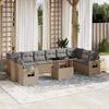 vidaXL 11-tlg. Garten-Sofagarnitur mit Kissen Beige Poly Rattan 3268149 Bild 1