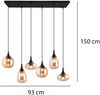 LED Balkenpendelleuchte 6-flammig, Glasschirme amberfarbig, Breite 93cm Bild 4