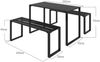 Outdoor Möbelset 3-tlg, Festgarnitur Sitzgruppe Gartengarnitur mit Tisch und 2 Sitzbänken aus Metall Schwarz 110 x 55 x 70 cm Bild 3