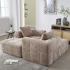 Modulares Chenille Sofa mit 3 Kissen, Softbag-Design, Seitentaschen, flexibler Aufbau, weiche Polsterung, Wohnzimmer Couch,khaki Bild 3
