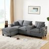 L-förmiges Ecksofa 229x149,5x83 cm Grau, mit Konsole, USB-Ladung & Staufach Bild 2