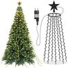 LMaxhome LED-Lichterkette Baumbeleuchtung Wasserfall Lichterkette mit Sterne Weihnachtsbaum Deko, 3M, 490-flammig, 8 Modi Timer, Topper Star, Wasserdicht, Aussen, Innen Bild 5