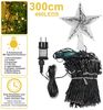 LMaxhome LED-Lichterkette Baumbeleuchtung Wasserfall Lichterkette mit Sterne Weihnachtsbaum Deko, 3M, 490-flammig, 8 Modi Timer, Topper Star, Wasserdicht, Aussen, Innen Bild 2