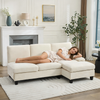 3-Sitzer Ecksofa, Leinen, L-Form, 194x118x81cm, Grau Bild 5