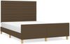 Doppelbett, Polsterbett mit Kopfteil Stoff Dunkelbraun 140x190 cm Bild 2