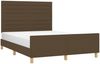 Doppelbett, Polsterbett mit Kopfteil Stoff Dunkelbraun 140x190 cm Bild 3