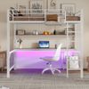 Hochbett mit Schreibtisch, LED-Beleuchtung, USB Anschlüssen, Rausfallschutz, Steckdosen und Regal, 140x200 cm, Metallbett, Jugendbett Bild 2
