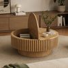TWSOUL Couchtisch Runder Couchtisch mit Stauraum – Beistelltisch mit halbem Klappdeckel, für Wohnzimmer,Massivholz-Optik,80x35 cm Bild 2