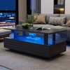 Couchtisch aus Acryl mit LED, 100x50x42 cm, schwarz, 2 Schubladen & Ablagefach Bild 4