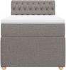 vidaXL Boxspringbett mit Matratze Taupe 100x200 cm Stoff 3287378 Bild 4