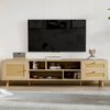 TV-Lowboard mit Rattanfronten & Kabelmanagement, 160 x 39 x 40,5 cm, Eichefarben Bild 3
