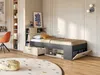 Vente-unique - LEANDRE Bett Holz, Platte GrauBeige - B 99,5 cm x H 95 cm x L 218,5 cm Bild 3