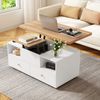 Hydraulischer Couchtisch 100x50x47,5-62cm mit 4 Schubladen, verstellbar & ausklappbar als Esstisch Bild 2
