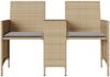 vidaXL Gartensofa 2-Sitzer mit Tisch und Hockern Beige Poly Rattan 4003893 Bild 5