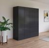 Rauch Möbel Costa, Kleiderschrank für Schlafzimmer, Kinderzimmer, Babyzimmer, Garderobe, Flur, 4-türig, 2 Schubladen, Push-to-Open, mit Zubehör Classic, Farbe Grau metallic, Schwarz, Breite 181 cm Bild 2