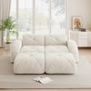 2-Sitzer Modulsofa H 76 x T 204 x B 171 cm aus Chenille in Weiß, rahmenlos, mit 2 Hockern Bild 2