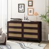 Flieks Abgerundeter Cabinet Rattan Kommode mit 6 Schubladen, 130 x 40 x 74cm, Schwarz Bild 2