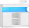 Sideboard, Küchenschrank mit Steckdosenleiste und LED-Licht, Aufbewahrungsschrank, 2 Schubladen und 2 Türen, Verstellbaren Regalen, Buffetschrank, Esszimmer, Küche, 35×100×85cm, Weiß Bild 2