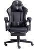 Gaming Chair im Racing-Design mit flexiblen gepolsterten Armlehnen - ergonomischer PC Gaming Stuhl in Lederoptik - Gaming Schreibtischstuhl mit ausziehbarer Fußstütze und extra Stützkissen Schwarz Bild 3