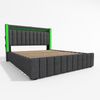 Polsterbett 140x200 cm, Leinenstoff, integrierte USB‑/Typ‑C‑Ladefunktion und LED‑Beleuchtung mit 4 Schubladen,Grau Bild 5