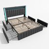 Polsterbett 140x200 cm, Leinenstoff, integrierte USB‑/Typ‑C‑Ladefunktion und LED‑Beleuchtung mit 4 Schubladen,Grau Bild 2