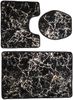 Marmour 3-teilig Bad Matte Dusche Set von 2 Rutsch Stand Bad Matten Wasser absorbierende Toillette Badezimmer Teppich, 1x Matte für Toilettendeckel Marmour-Schwarz Bild 5