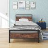 MODFU Metallbett mit Lattenrost, Stahlrahmen in Schwarz matt und MDF in Walnussoptik, 90x200 cm Bild 4