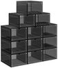 Songmics Schuhboxen, Schuh-Organizer aus Kunststoff, mit Tür, durchsichtig, Kunststoffboxen, 12er Set, stapelbar, einfache Montage, 27 x 34,5 x 19 cm, für Schuhe bis Größe 46, schwarz LSPDE032B12 Bild 5