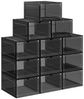 Songmics Schuhboxen, Schuh-Organizer aus Kunststoff, mit Tür, durchsichtig, Kunststoffboxen, 12er Set, stapelbar, einfache Montage, 27 x 34,5 x 19 cm, für Schuhe bis Größe 46, schwarz LSPDE032B12 Bild 4