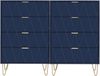 UEV Kommode mit 4 Schubladen 2er Set, Sideboard für Kleidung Dokumente Spielzeug (Mehrzweckschrank Holz, 2 Kommode, 120 x 34 x 91 cm), Schmal Beistellschrank für Wohnzimmer Schlafzimmer Flur Bild 4