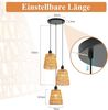 ZMH Hängelampe Boho Rattan 3 Flammig Vintage Geflochten Hanfseil E27 Ohne Leuchtmittel Für Esszimmer Schlafzimmer Bild 3