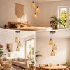 ZMH Hängelampe Boho Rattan 3 Flammig Vintage Geflochten Hanfseil E27 Ohne Leuchtmittel Für Esszimmer Schlafzimmer Bild 5