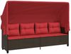 Sonnenliege, Gartenliege mit Dach und Kissen Braun Poly Rattan Bild 2
