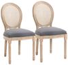 HOMCOM Esszimmerstuhl Küchenstuhl mit Rattan-Rückenlehne, Leinenoptik (Gepolsterter Polsterstuhl, 2 St), für Wohnzimmer, Esszimmer, Grau Bild 4