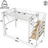 Merax Hochbett, 90 x 200 cm, Kinderbett, Jugendbett, Metallbett, Stufen-Ablageregal, Gitterelemente, Aufbewahrungskorb, offener Stauraum unter dem Bett,mit LED-Lichtleiste, Weiß Bild 4