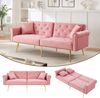 Schlafsofa 173x75x70 cm mit Samtbezug, verstellbarer Rückenlehne und vergoldeten Metallfüßen in Rosa Bild 3