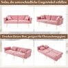 Schlafsofa 173x75x70 cm mit Samtbezug, verstellbarer Rückenlehne und vergoldeten Metallfüßen in Rosa Bild 4