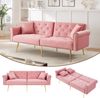 Schlafsofa 173x75x70 cm mit Samtbezug, verstellbarer Rückenlehne und vergoldeten Metallfüßen in Rosa Bild 3