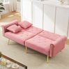 Schlafsofa 173x75x70 cm mit Samtbezug, verstellbarer Rückenlehne und vergoldeten Metallfüßen in Rosa Bild 2