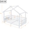 Kinderbett aus Metall in Hausform, 90 x 200 cm, mit Sicherheitsgitter, Dachdesign und dekorativem Rahmen, für Jungen und Mädchen, Weiß Bild 5