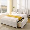 Polsterbett 90×200 cm mit 2 Schubladen und USB/Typ-C, ergonomischem Kopfteil, Beige, ohne Matratze Bild 3