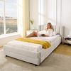Polsterbett 90×200 cm mit 2 Schubladen und USB/Typ-C, ergonomischem Kopfteil, Beige, ohne Matratze Bild 4