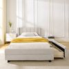 Polsterbett 90×200 cm mit 2 Schubladen und USB/Typ-C, ergonomischem Kopfteil, Beige, ohne Matratze Bild 2
