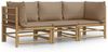 vidaXL 3-tlg. Garten-Lounge-Set mit Taupe Kissen Bambus 3155119 Bild 2